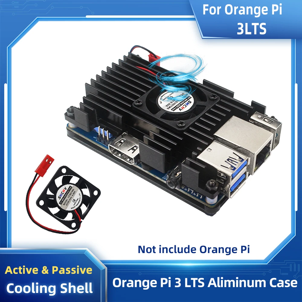 Orange Pi 3 LTS Aluminum Case with Fan Heat Sinks Active & Passive Cooling Shell Protect Box for OPI 3 LTS