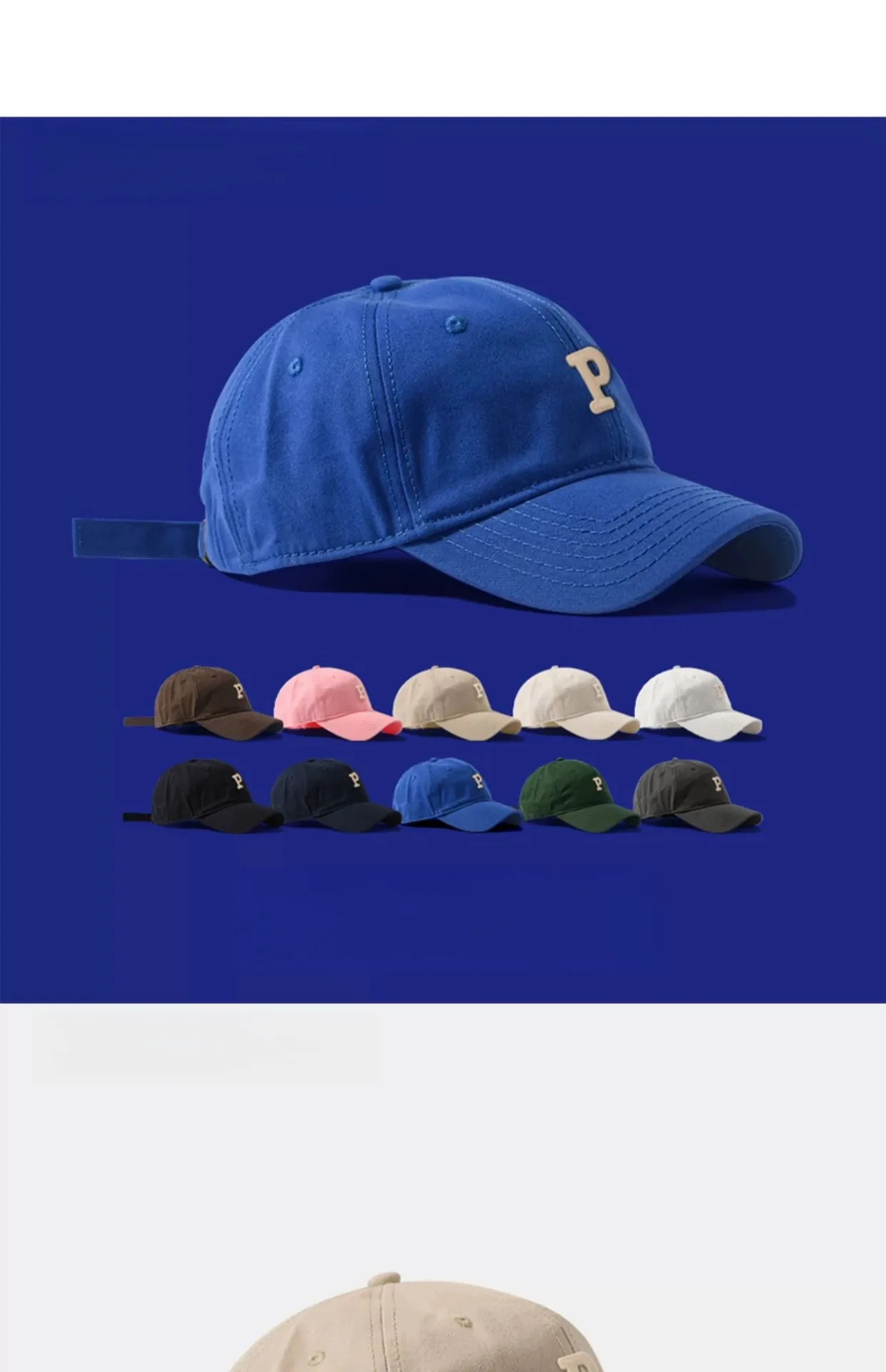 Mode P Brief Baseball Caps Männlich Große Größe 60 cm 63 cm Snapback Hüte Weibliche Ins Flut Weiche Top Große kopfumfang Sonnenhut – Detail 4