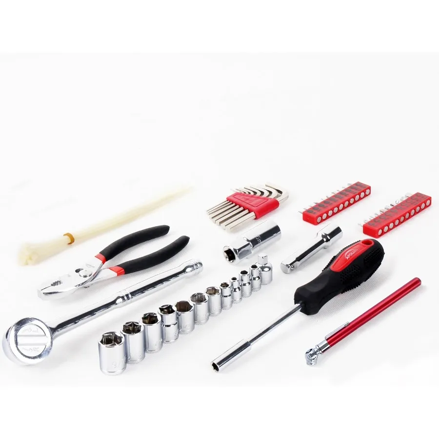 56Piece Compact Metric Auto Tool Set in Zippered Case for Car Emergency Repair Motorcycle Maintenance on the Road Ideal Portabl