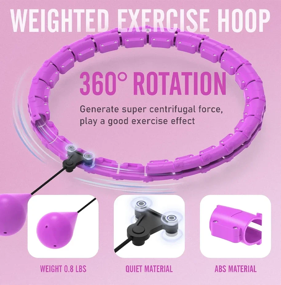 Slimming Hoop for Adults Weight Loss Plus Size for Adults Smart Exercise 2 in 1 Adjustable with Detachable Knots with Weight