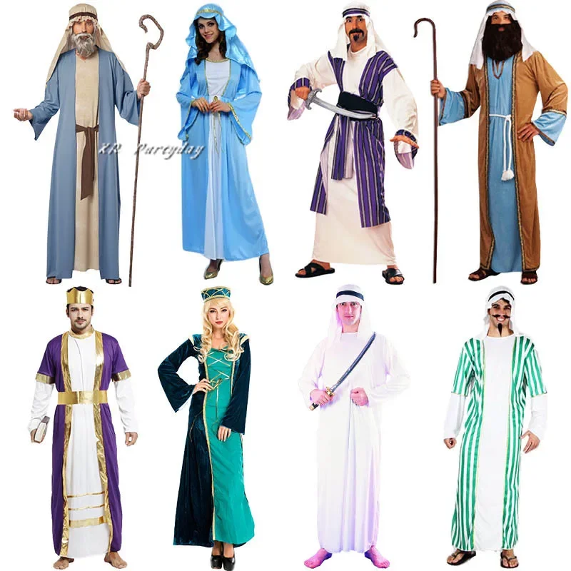 Robe de Cosplay Arabe du Moyen-Orient pour Homme et Femme, Vêtements de Carnaval pour Adulte, Décoration de ixd'Halloween