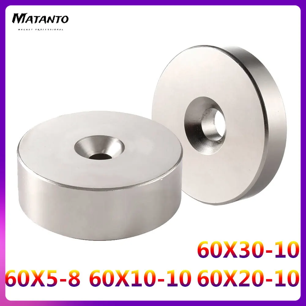 3PC Big Round Powerful Strong Magnet 60x5-8 mm Thick Disc Neodymium Magnet Permanent Magnet 60x5 60x10 60x20 60x30 Hole 8mm 10mm