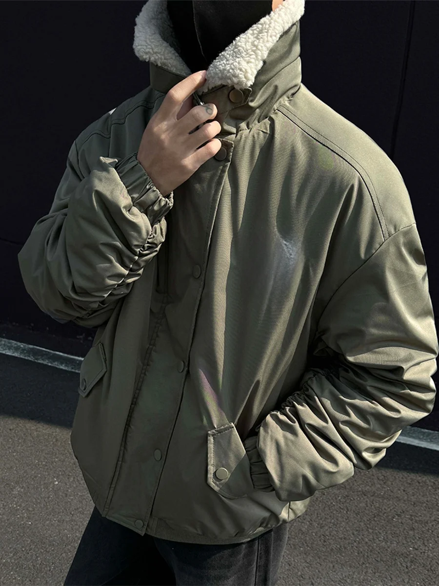 

Американская утепленная зимняя куртка-бомбер для мужчин, хлопковое пальто в ретро-стиле с меховым воротником, повседневный городской стиль