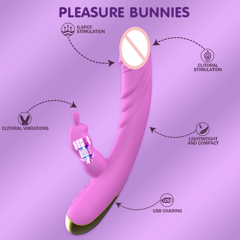 2 in 1 Heating G Spot Rabbit Vibrator For Women Clitoris Nipple Dual Stimulator Vagina Massager,Sex Toys For Female Masturbator