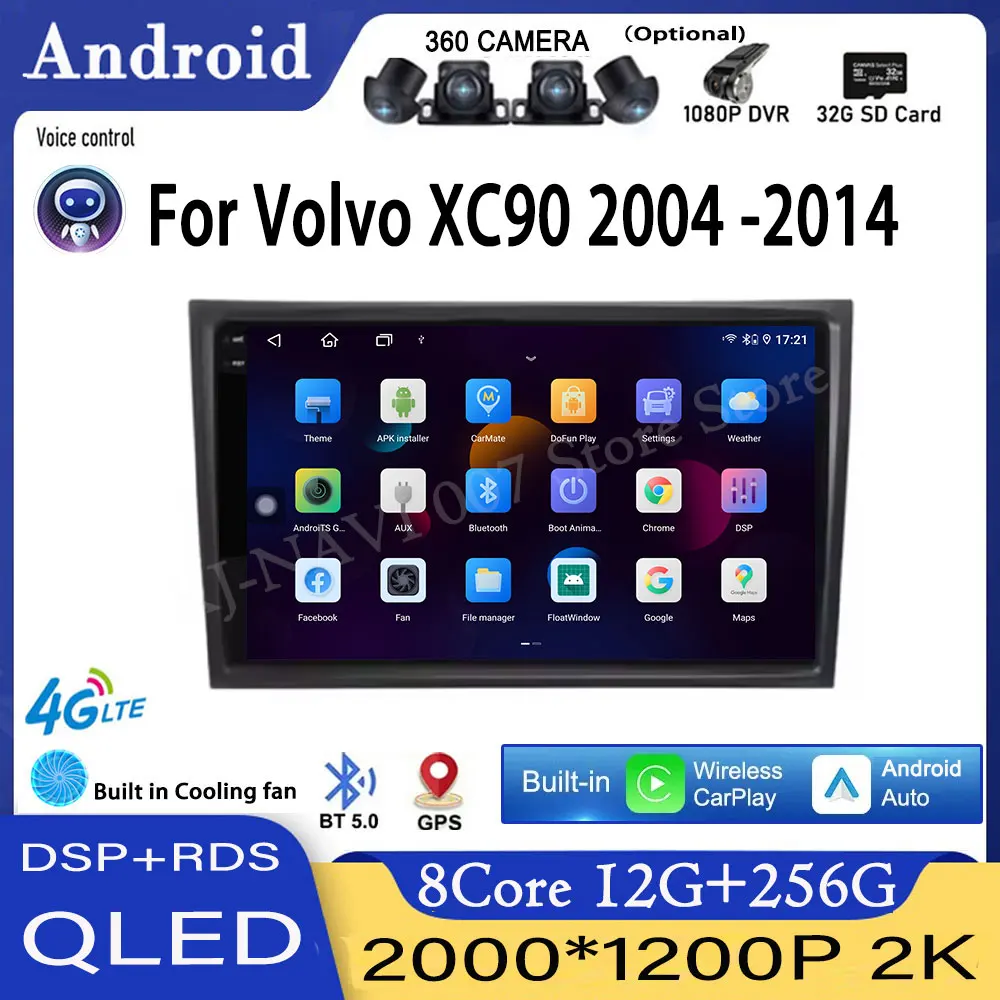 

9 дюймов для Volvo XC90 2004-2014 Android 14 WiFi Автомобильный видео Мультимедийный плеер Bluetooth-навигация GPS HD Экран Головное устройство