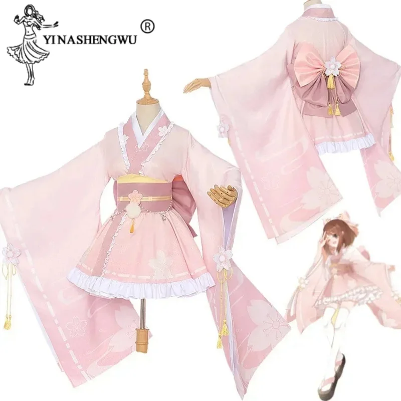 Uraraka Ochaco Cosplay Costume para Mulheres, Anime, Roupas My Hero Academia, Kimono, Vestido Lolita, Roupas de Natal, Saia Sakura