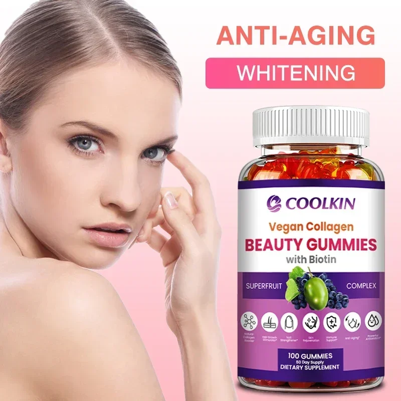 Vegan Collagen Beauty Gummies with Biotin - Supports Healthy Hair, Skin and Nails