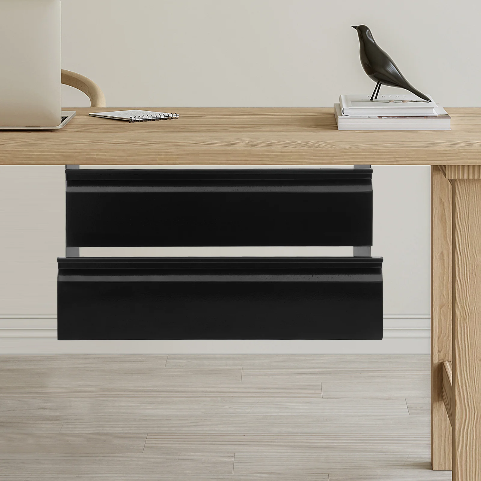 

2-уровневый выдвижной выдвижной ящик под столом Выдвижной ящик Отличный органайзер Прямоугольный стальной черный