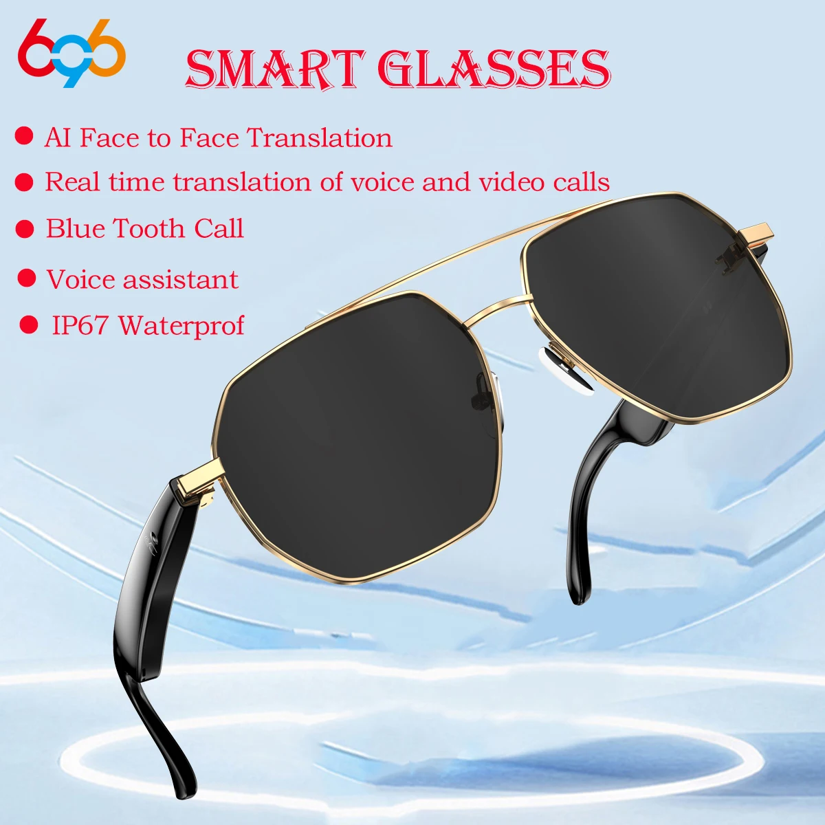 

AI Voice Video Call Real-time Translation Intelligent Question Answering Smart Glasses Music UV Protection Waterproof Sunglasses