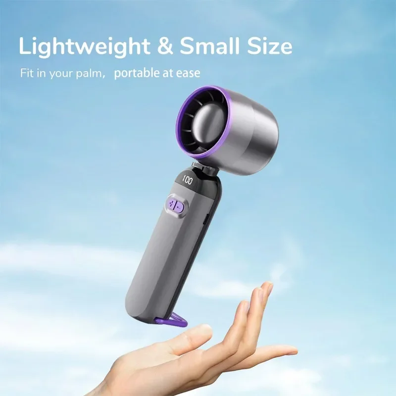 Outdoor Foldable Portable Handheld Fan Mini Cooling USB Rechargeable 100-level Free Control High Speed Turbo Fan for Travel