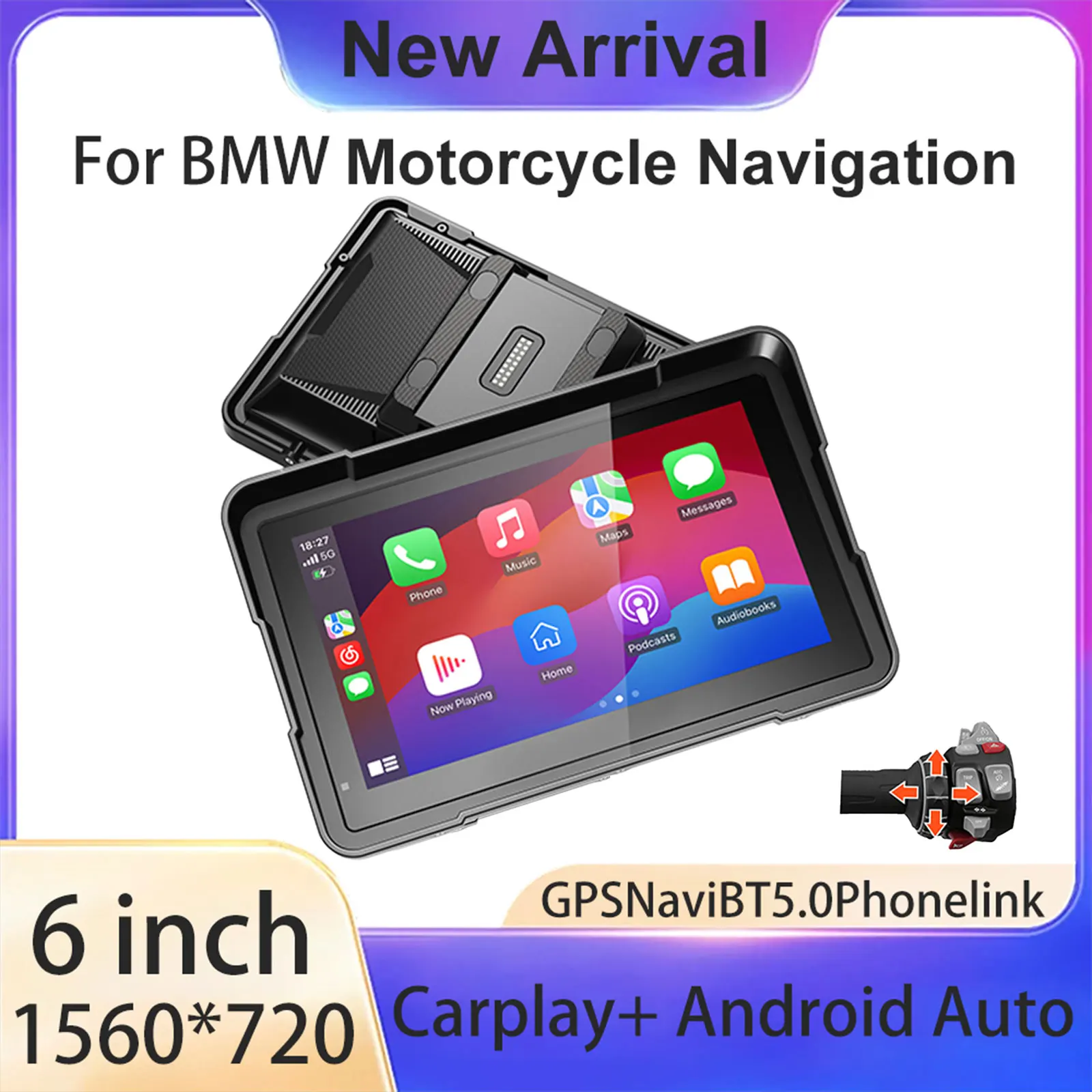 

WEUASTE 6 inch Motorcycle Wireless CarPlay Android Auto GPS Navigation With Wonder Wheel For BMW R1200GS R1250GS F800 F900