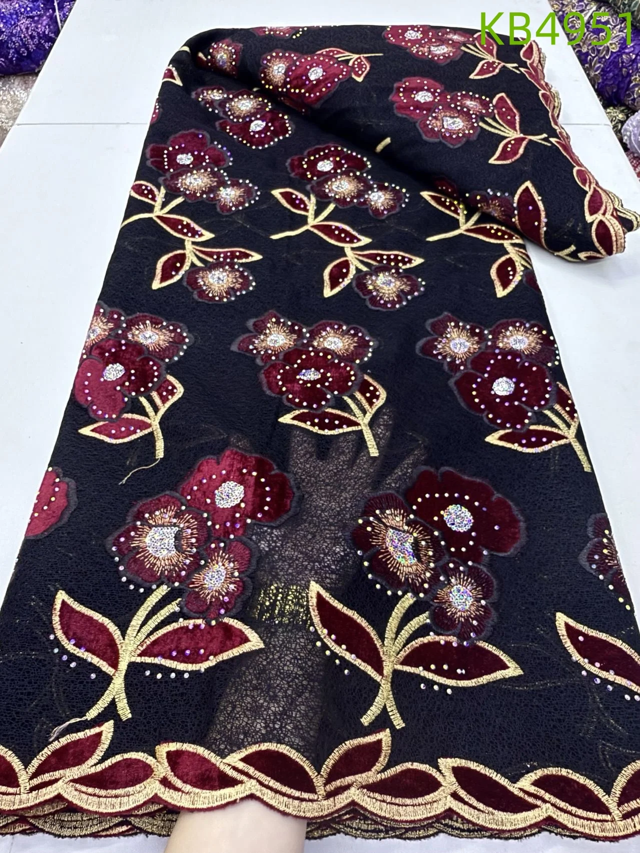 

African Sequins Mesh Lace Fabric 2025 High Quality Wedding Party Dress Nigerian French Mesh Net Lace Fabrics For Sewing KB4951
