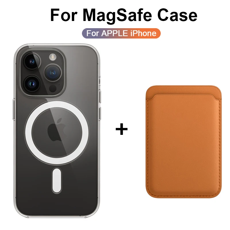 2 IN 1 For Magsafe Magnetic Wireless Charging Case For iPhone 13 12 14 Pro MAX mini Leather Wallet Card Holder Cover Accessories