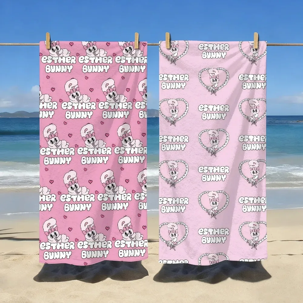 Süßes Handtuch Pink E-Esther-S Bunny, weich, für Pool, Reisen, Fitness, Dusche, kühl, Camping, schnell trocknend, klassisches Sport-Strandtuch, Geschenk
