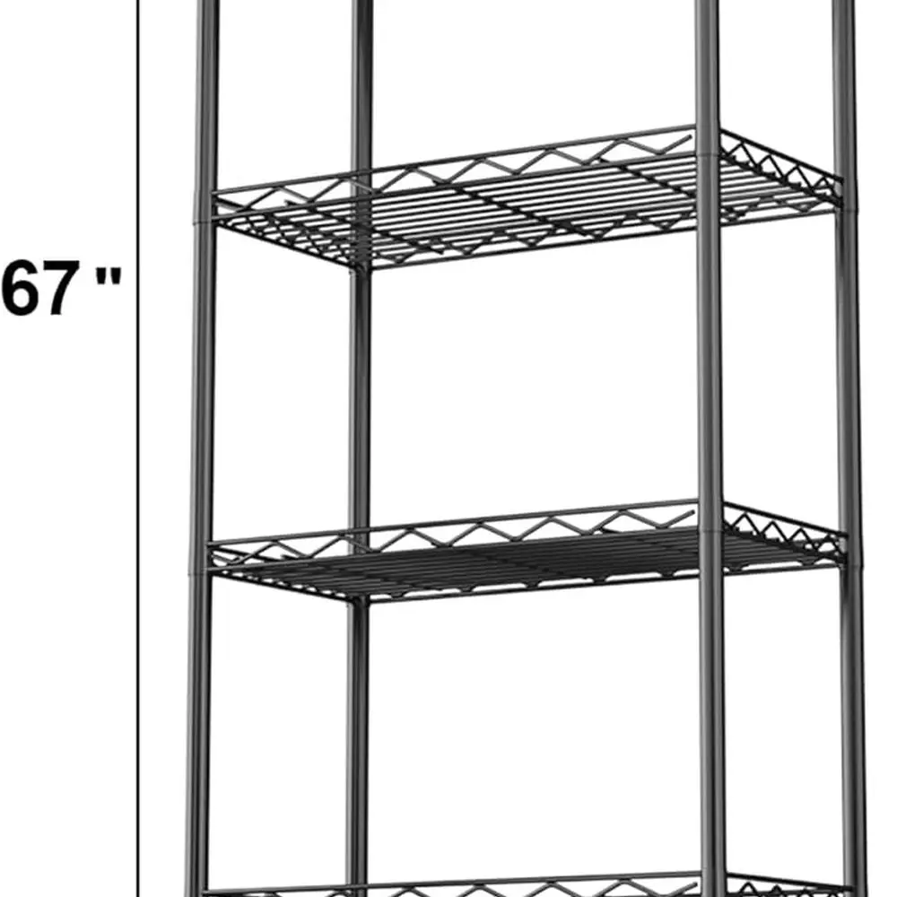 6-laags metalen rek met 6 planken voor keuken, voorraadkast, wasopslag (zwart)