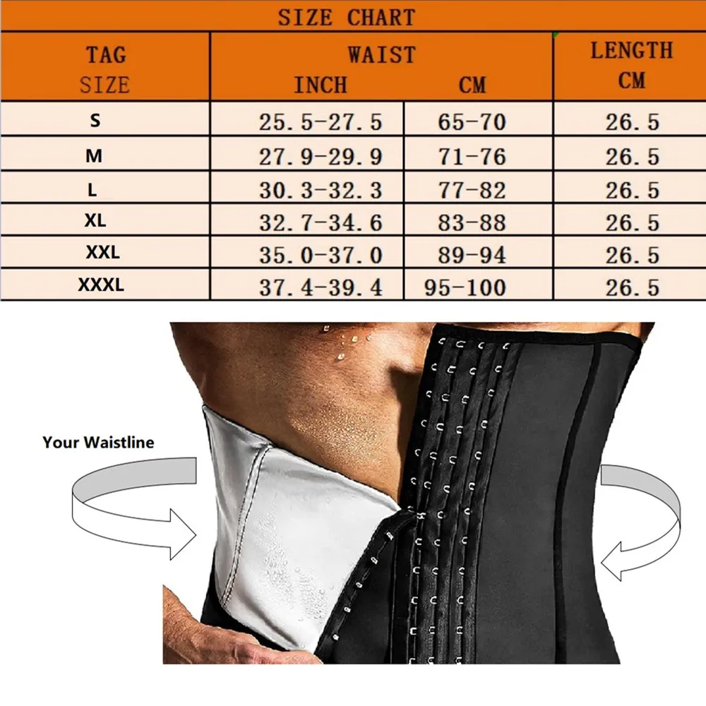 1 Waist Trainer Strap Premium Sauna Wrap Men Weight Loss Waist Trimmer Fitness Sweat Workout Hooks Slimming Belt Belly Cincher