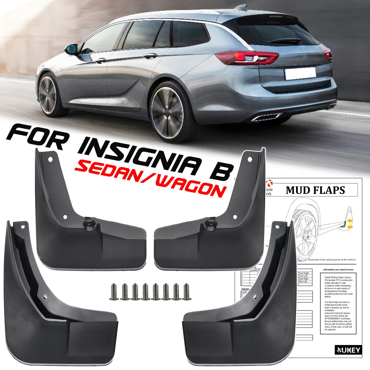 4x For Opel Vauxhall Insignia B MK2 Buick Regal Holden Commodore 2018 - 2022 Mud Flaps Splash Guards Mudguards 2019 2020 2021