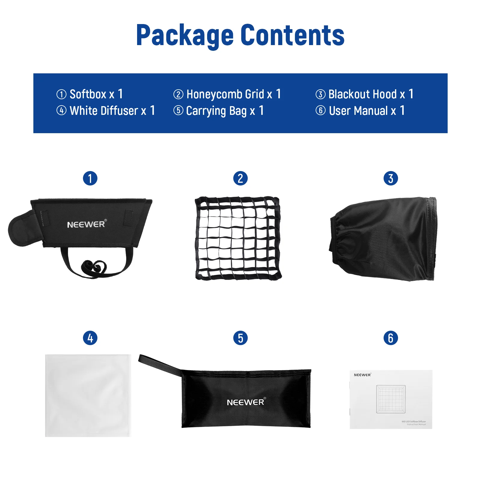 NEEWER 12,2'x11,4' Faltbarer Softbox-Diffusor mit Gitter und Tasche für NL660/SNL660/RGB660 Pro/RGB660 PRO II LED-Videolicht – Detail 7