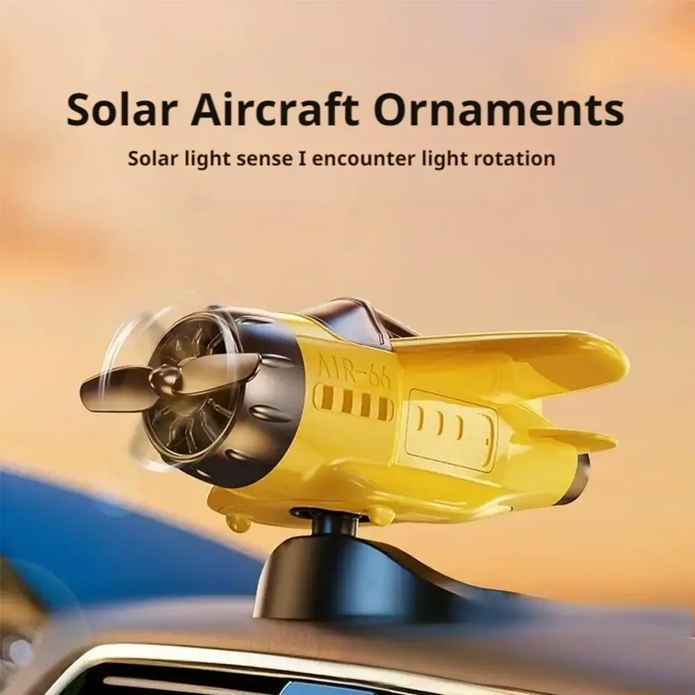 

Car Solar Airplane Ornaments 360° Rotary Creative Car Car Center Decoration Ornaments Powered Interior Console Aircraft Sol Y0S7