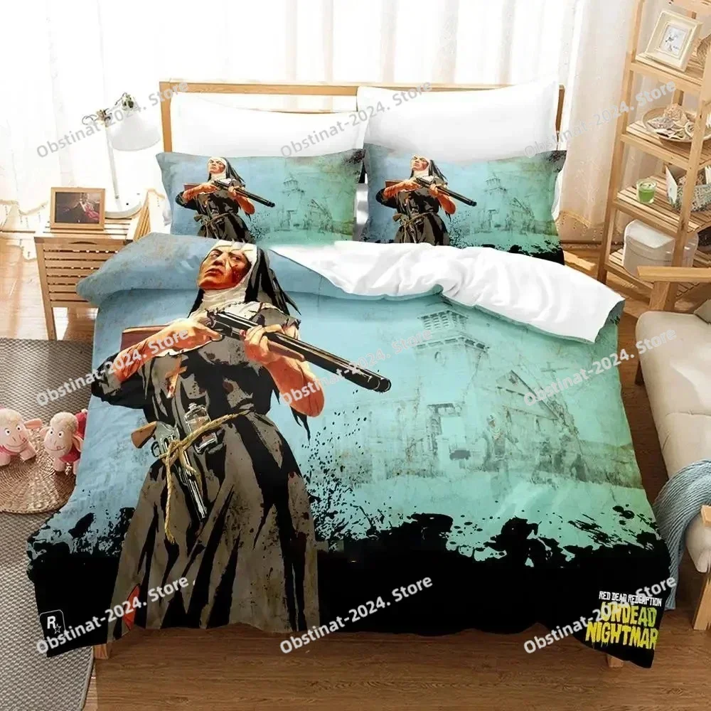 Undead Nightmare Red Dead Redemption Bedding Set Duvet Cover Bed Set Quilt Cover Pillowcase Comforter king Queen Size Boys Adult