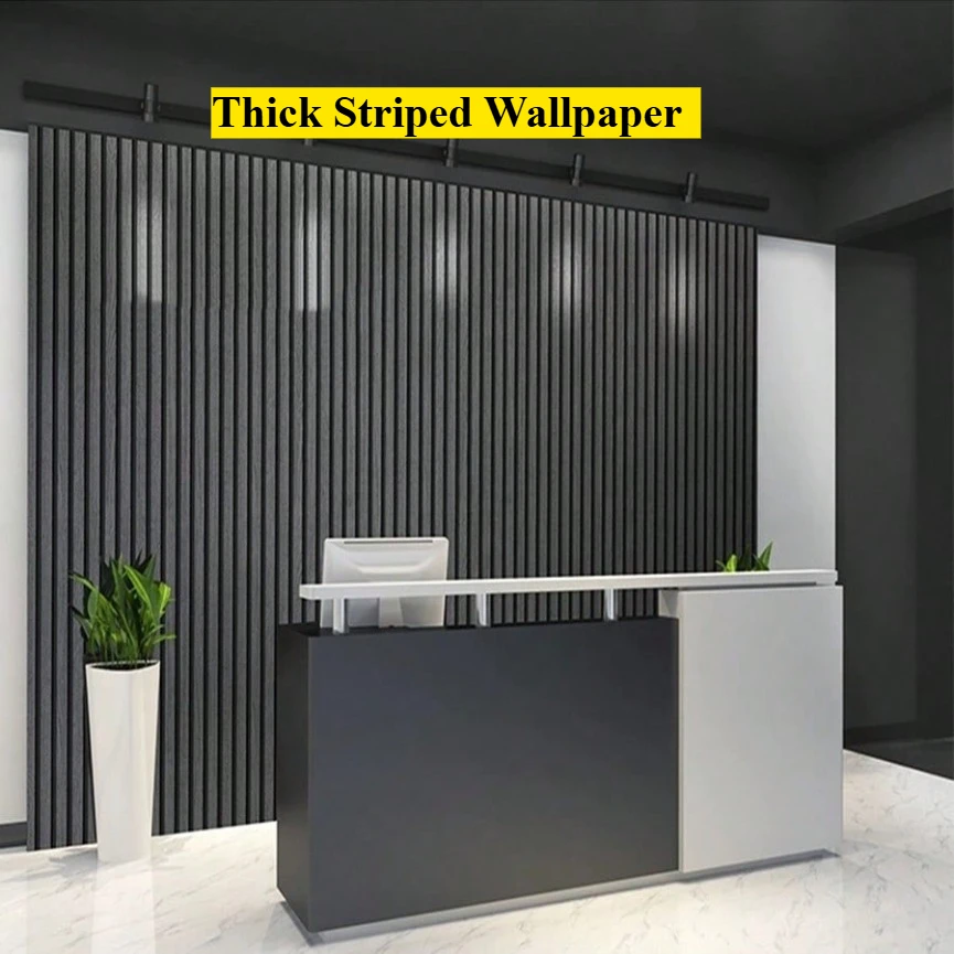 Wooden Grind Striped Self-adhesive Wallpaper Peel and Stick Removable Waterproof Wallpaper for Office Reception TV Feature Wall