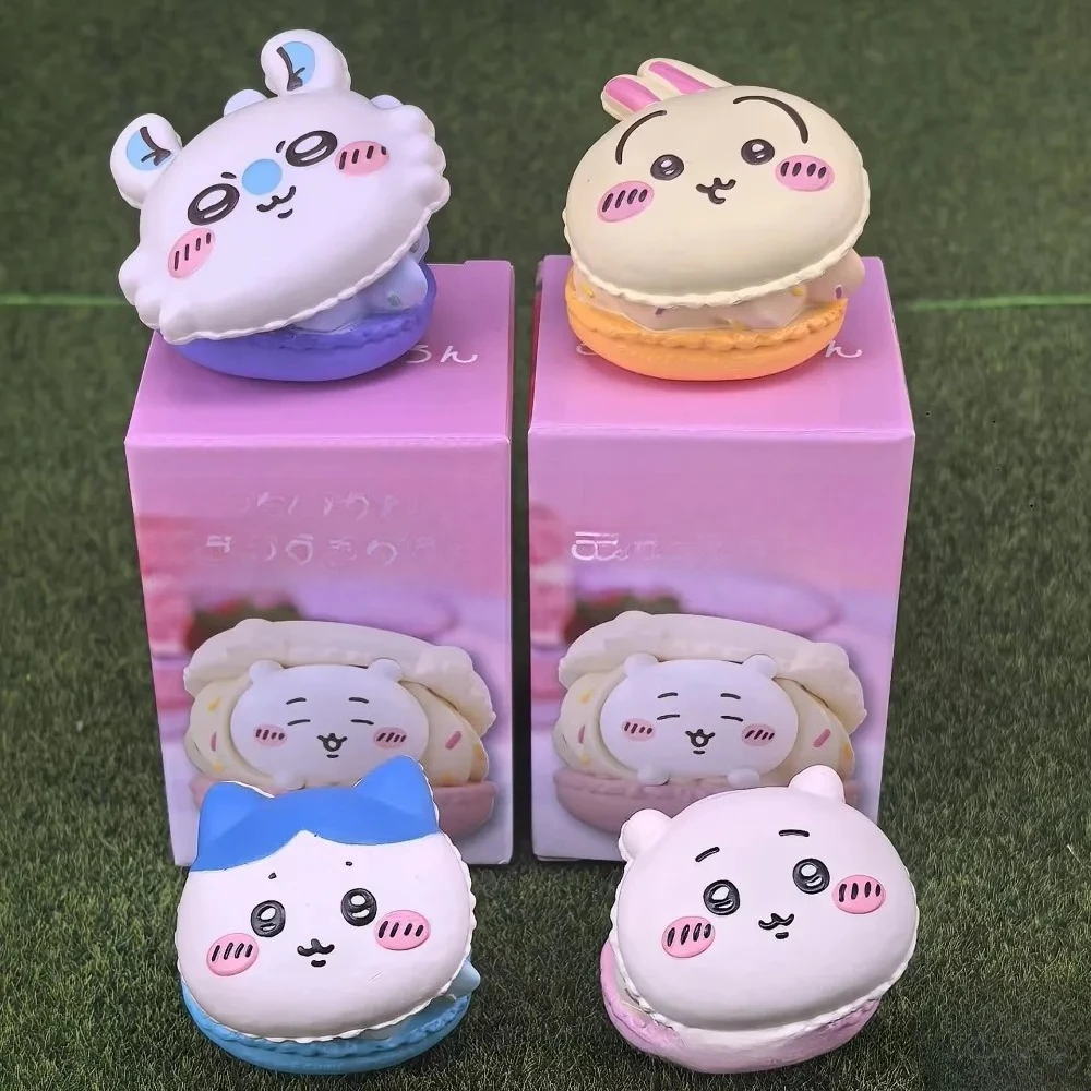 

Macaron Shaped Blind Box Figure Cute Usagi Hachiware Mini Figurine Kawaii Foodthemed Collectible Statue Mystery Box