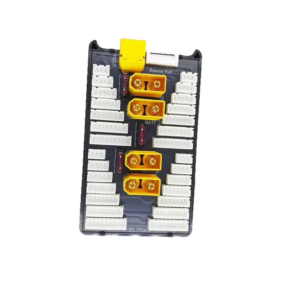 For Xt90 Parallel Charging Board For 2S-8S For Lipo Battery, 35A 4-Port Balance Adapter With 18AWG Silicone Wire & 40A Fuse For