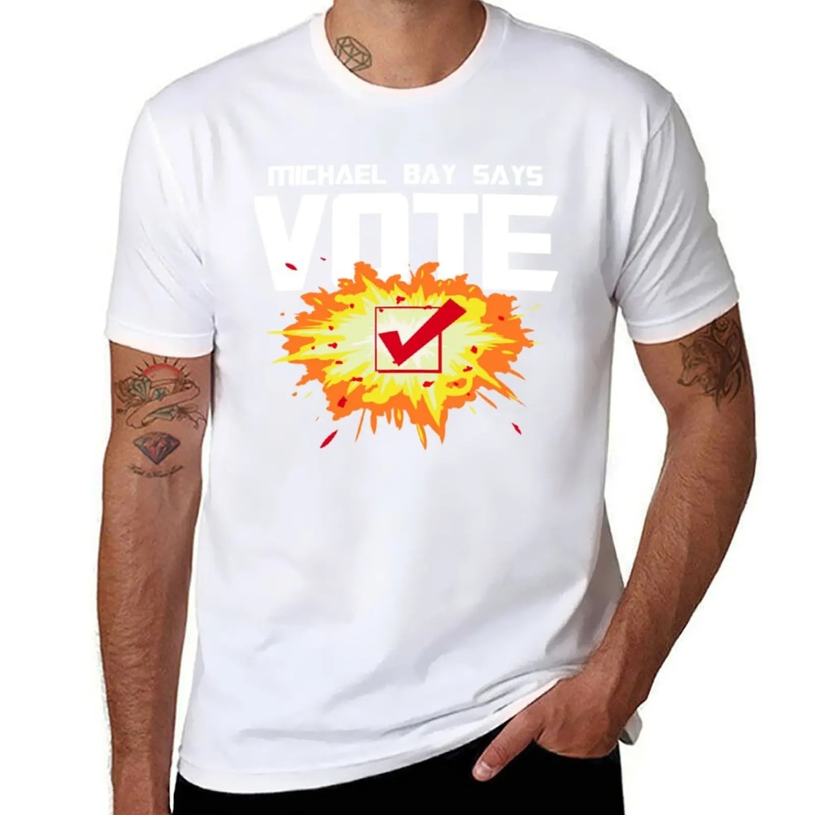 

Michael Bay Says Vote! T-Shirt man t shirts graphic t shirt man cotton T-Shirt