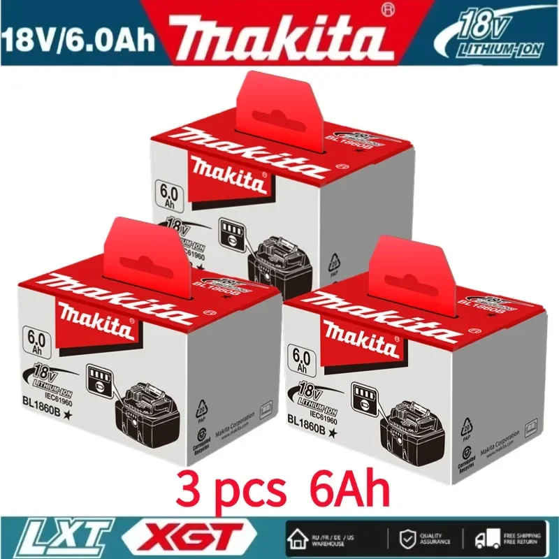 

original Makita 18V 6.0Ah Rechargeable Battery ,For Makita BL1830B BL1830 BL1840B BL1840 BL1850 BL1850B Power Tools Battery