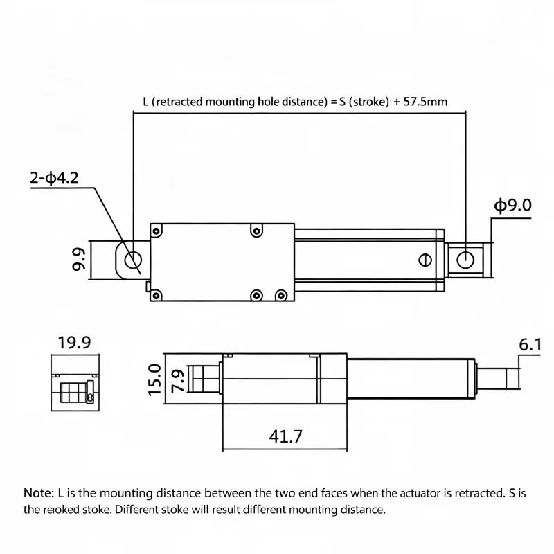 Miniature electric push rod extension rod, small-sized DC reciprocating linear lifting rod