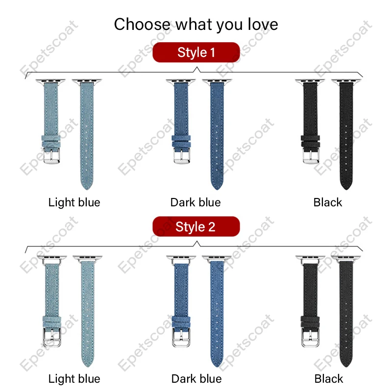 Thin denim strap suitable for Apple Watch 10 46 42 49 45 44 41 40 38 mm 9 8 7 6 5 4 3 Ultra 2 SE band wholesale 032