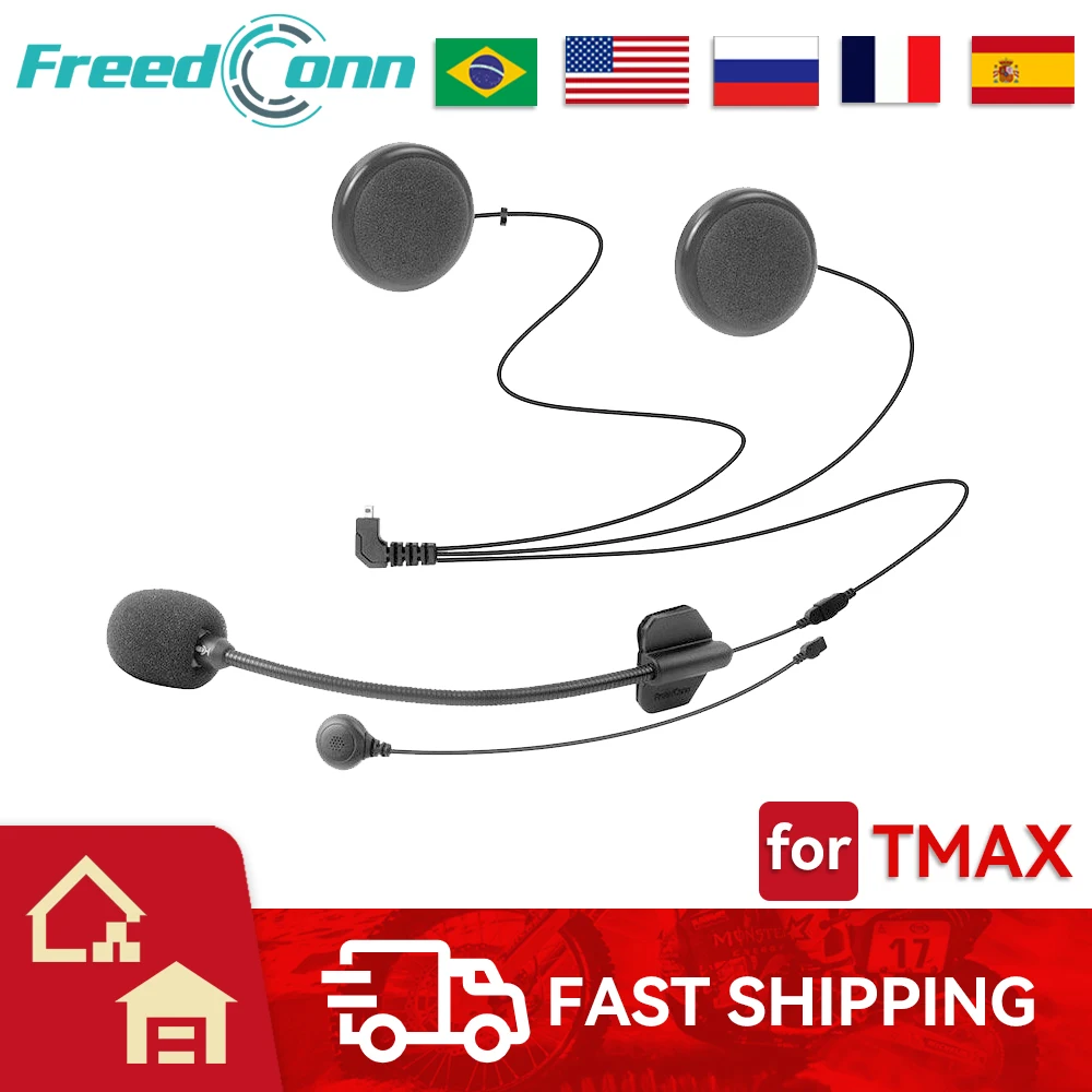 FreedConn Motorcycle Intercom Accessories Soft & Hard Earphone Mic for T-MAX T-REX