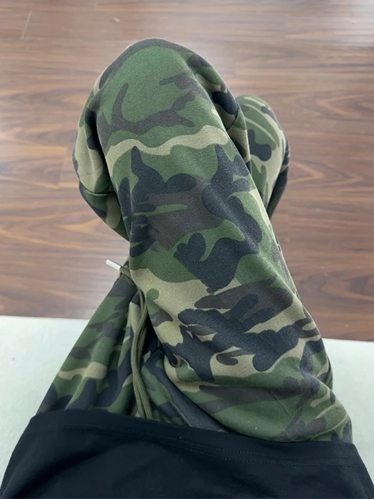 

Мужские спортивные брюки прямого кроя в американском камуфляжном стиле, осенние, с высокой талией, устойчивые к сминанию, с низкой эластичностью