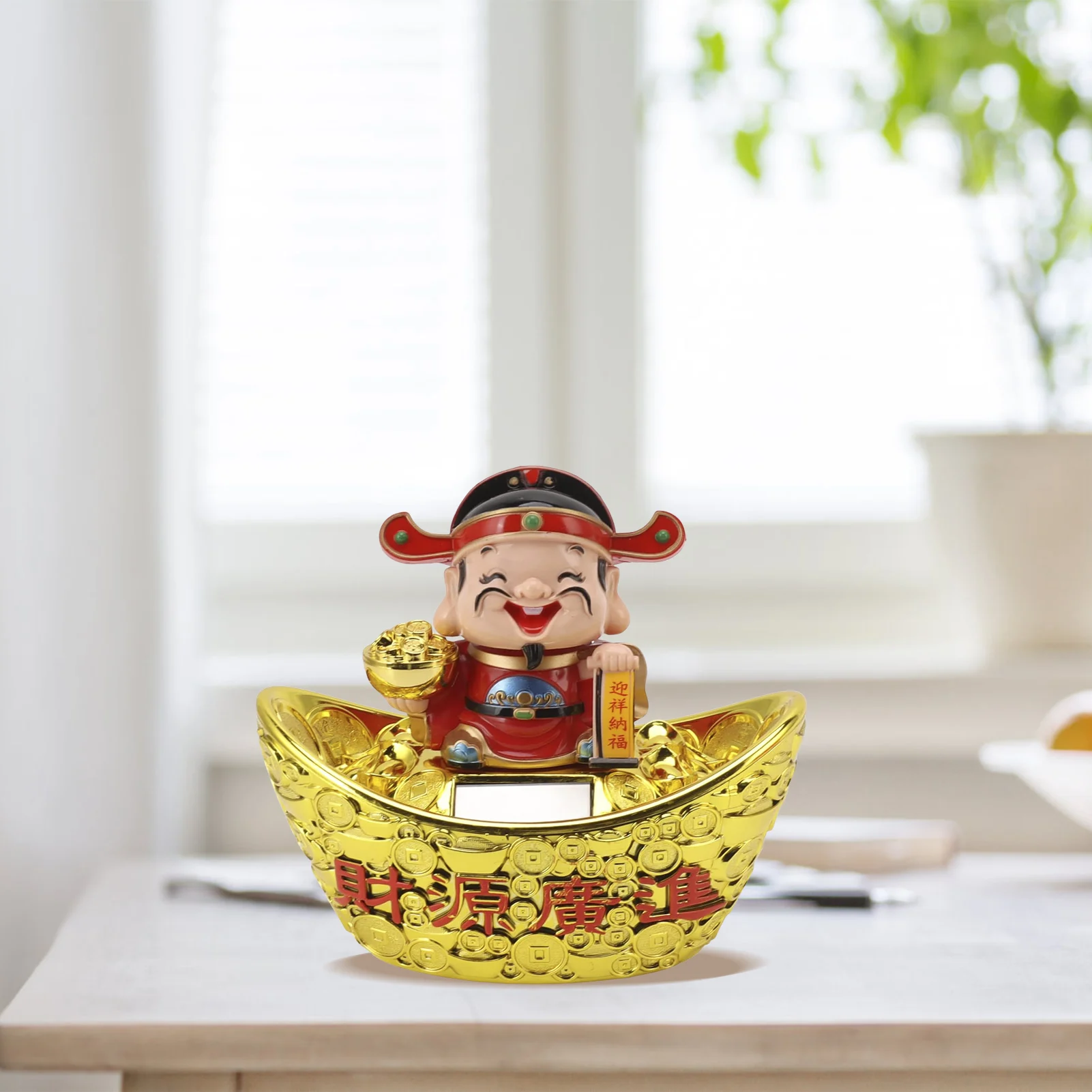 

Chinese Style Nodding Lucky Wealth Statue Fits Solar Powered God of Wealth Car Ornaments Home Store Car Lucky Decor Supplies