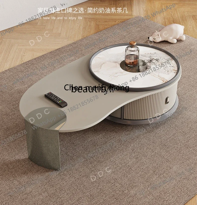 Italian minimalist light luxury rock slab coffee table simple modern small apartment rock slab coffee table combination