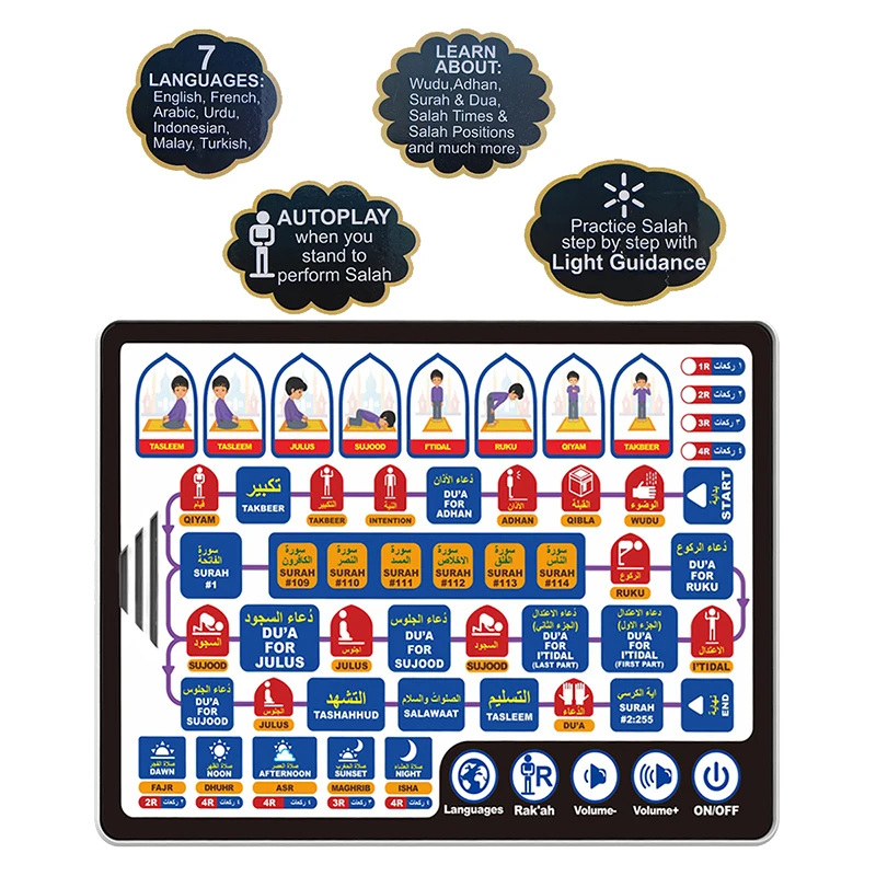 Un conjunto de tabletas musulmanas, máquinas de aprendizaje para educación temprana, contiene 7 idiomas, regalos recomendados para niños