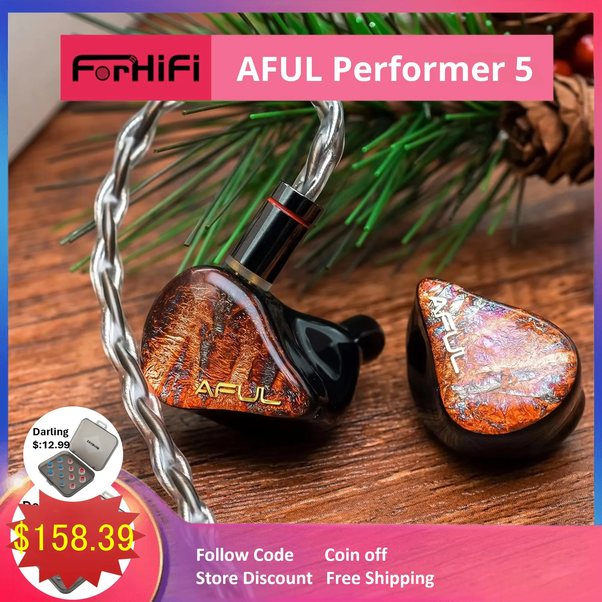 AFUL Performer 5/Performer5 1DD + 4BA In-Ear Monitors Earphones 5 Hybrid Drivers IEM Professional RLC HiFi Music Headphone 3.5mm