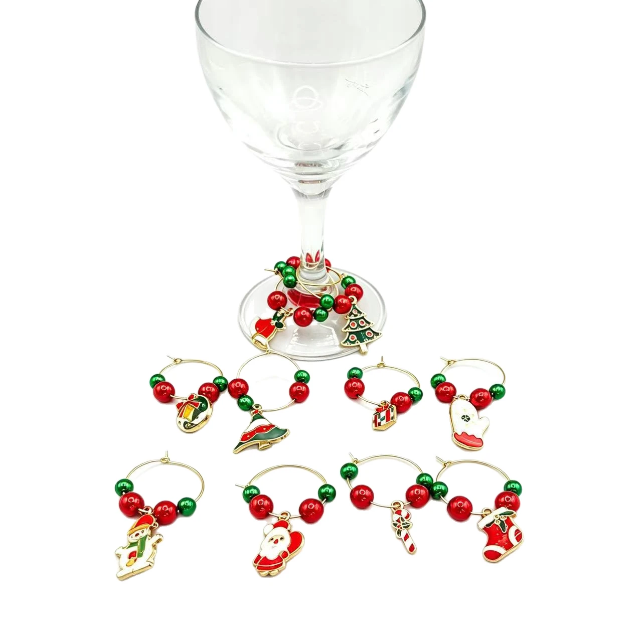 Christmas Wine Glass Ring Modern Minimalist Metal Wine Glass Identifier Holiday Party Wine Glass Charms