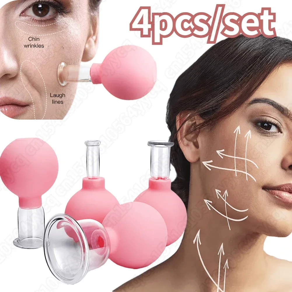 

4Pcs/Set Vacuum Cupping Glass Jar Cellulite Massager Slimming Fat Burning Face Sucker For Face Acupuncture Hijama Suction Cups