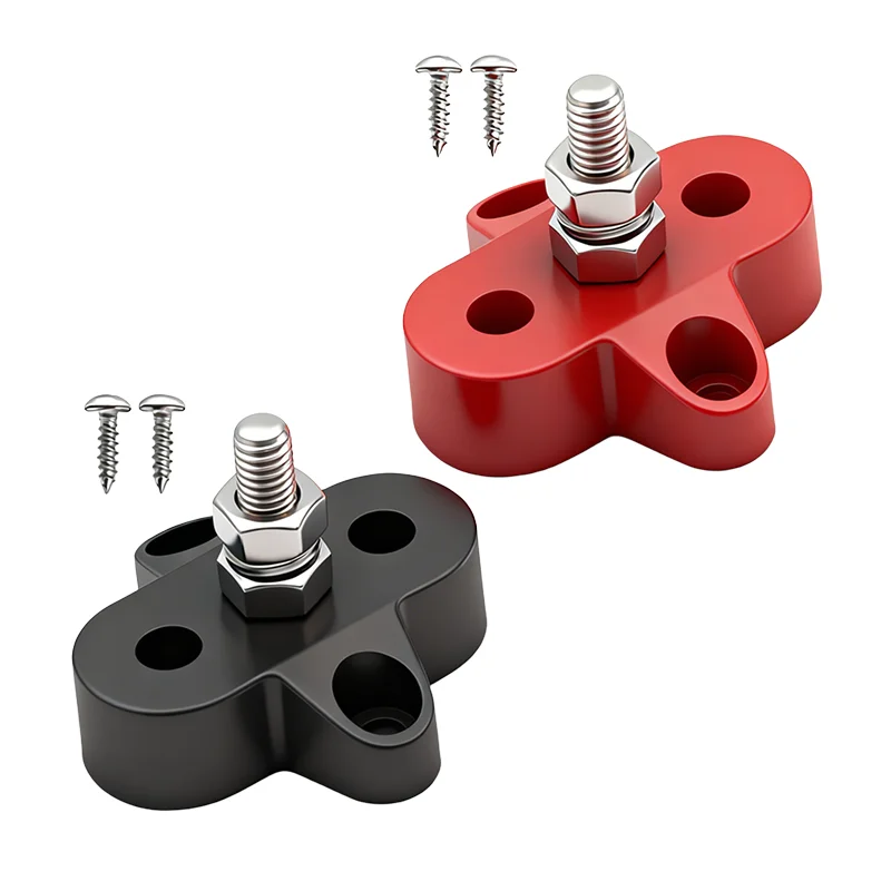 48VDC 100A Heavy-Duty Tin-Plated Copper Bus Bar Alloy Bolt Terminal Block M6 Single-Pole 11-20 AWG Lithium Battery Connector for