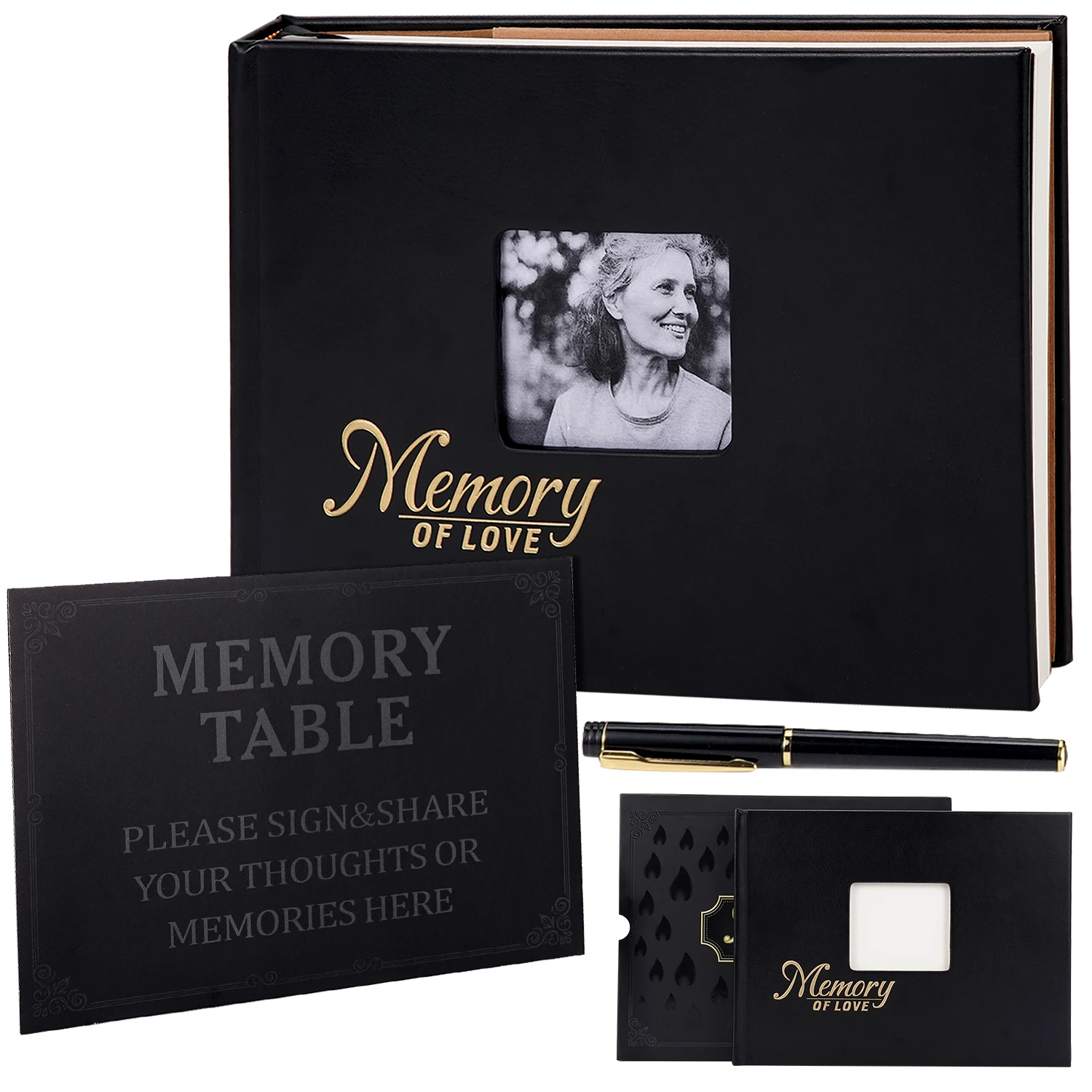 Livre d'or funéraire avec cadre photo pour 340 invités – Livre de condoléances et de souvenirs d'amour pour les funérailles et la célébration de la vie