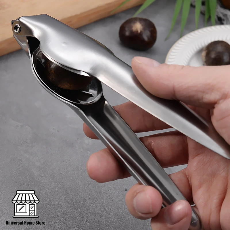 Premium Stainless Steel Chestnut Opener Nut Sheller Walnut Cracker Pliers 2-in-1 Kitchen Tool for Cooking Chestnut Shell Opening
