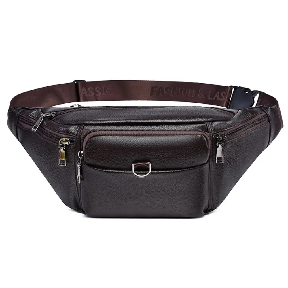 

Мужская сумка через плечо из искусственной кожи, большая вместительная поясная сумка для телефона, водонепроницаемая сумка с несколькими карманами, студенческая сумка на плечо