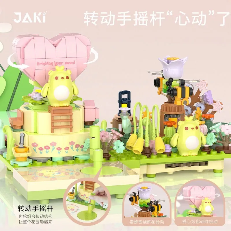 JAKI Jiaqi Germination Bear Hand Shaking Series Building Blocks Secret Garden Children's Puzzle Piece Toy Gift Ornament