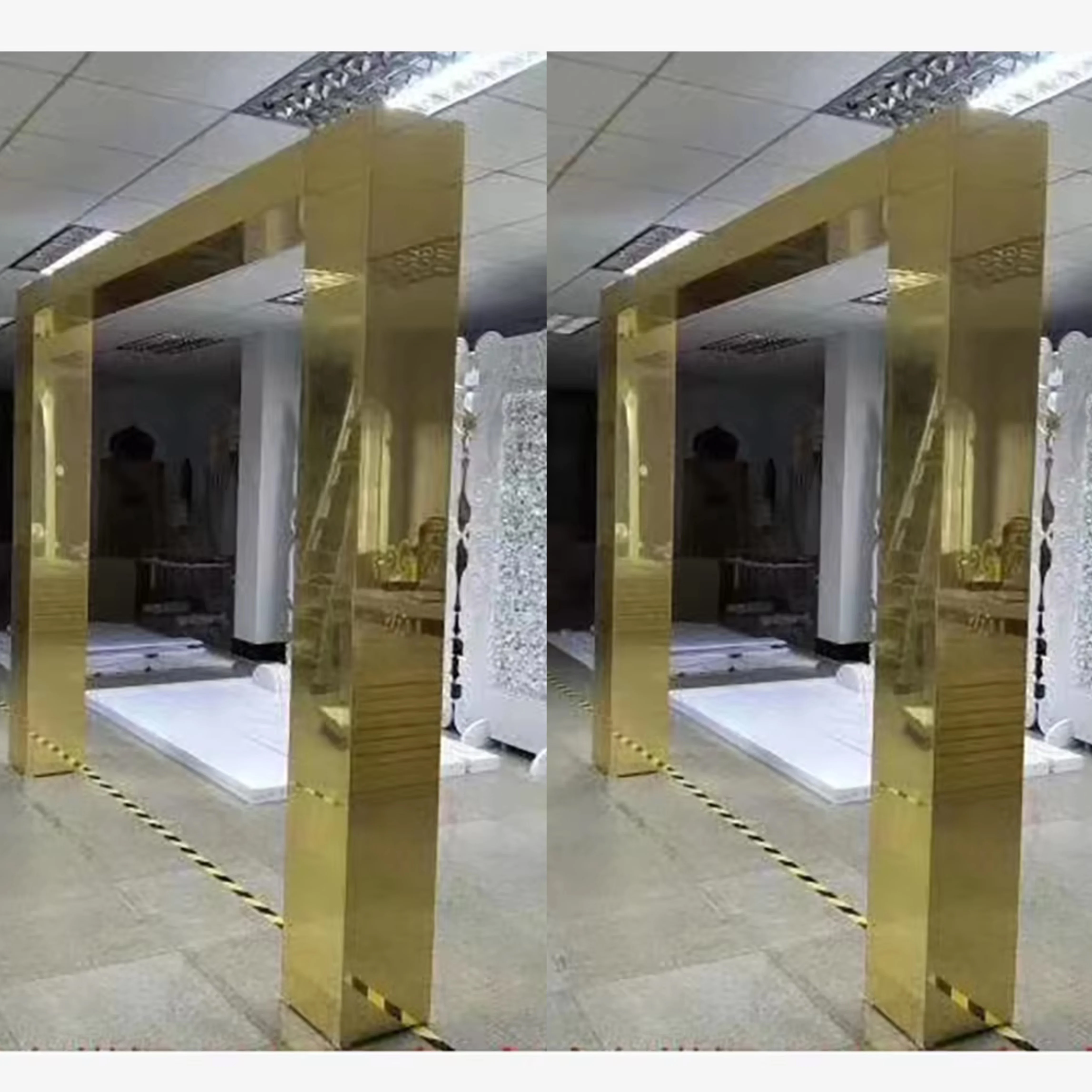 FSDKX Luxury Wedding Arch 12ft*8ft Gold Acrylic Arch for Wedding Event Decoration