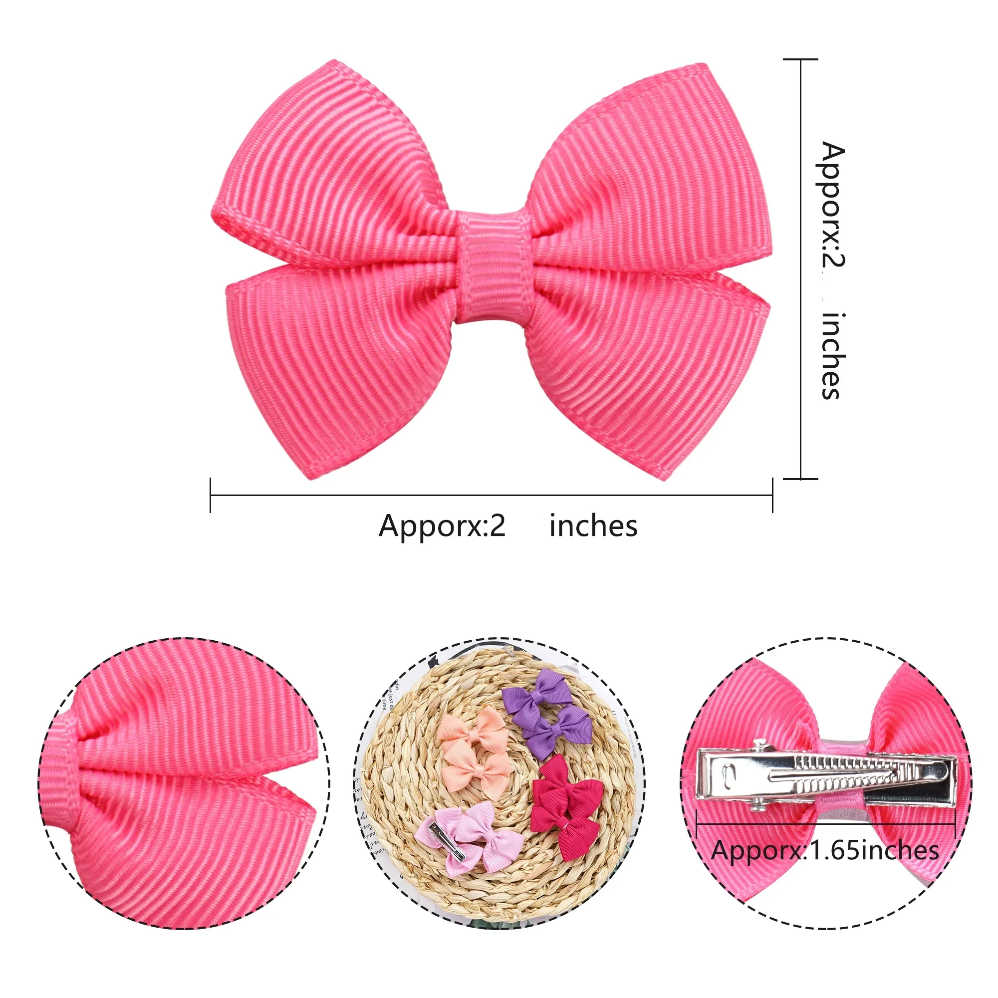 20/30/40Pieces Baby Hair Clips 2 inches Hair Bows alligator Clips for Infant and Baby Girls in Pairs