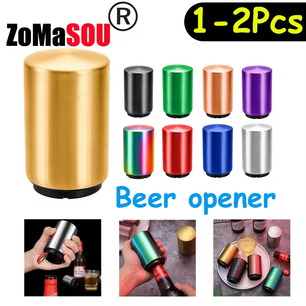 1/2 szt. Automatyczny otwieracz do butelek piwa ze stali nierdzewnej Push Down otwieracz do magnesu piwo Soda Cap Bar Party akcesoria kuchenne