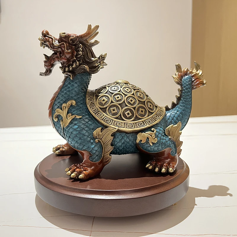 

Room Decor Brass Money Turtle Sculpture, Wine Cabinet Office Desktop Decoration, Home Artwork, Animal Statue, Luxury Art Gifts