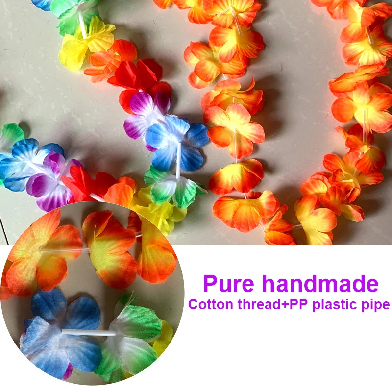 36/72pcs Hawaiian Bulk,Colorful Tropical Flower Party Decoration Artificial Necklace Hawaii Flowers Spring Beach party supplies