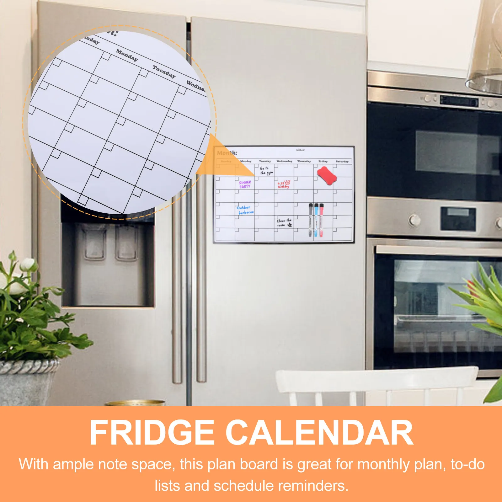 

Magnetic Monthly Planner Calendar Dry Erase Whiteboard Fridge Calendar Schedule Reminder for Office Students Teachers Erasable
